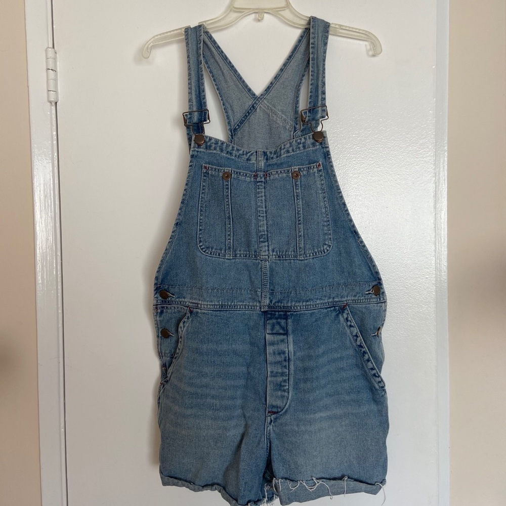 Free people blue denim shortalls